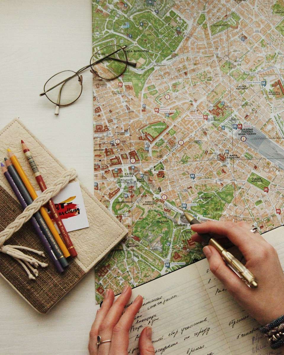 Travel preparation for any destination eyeglasses on map