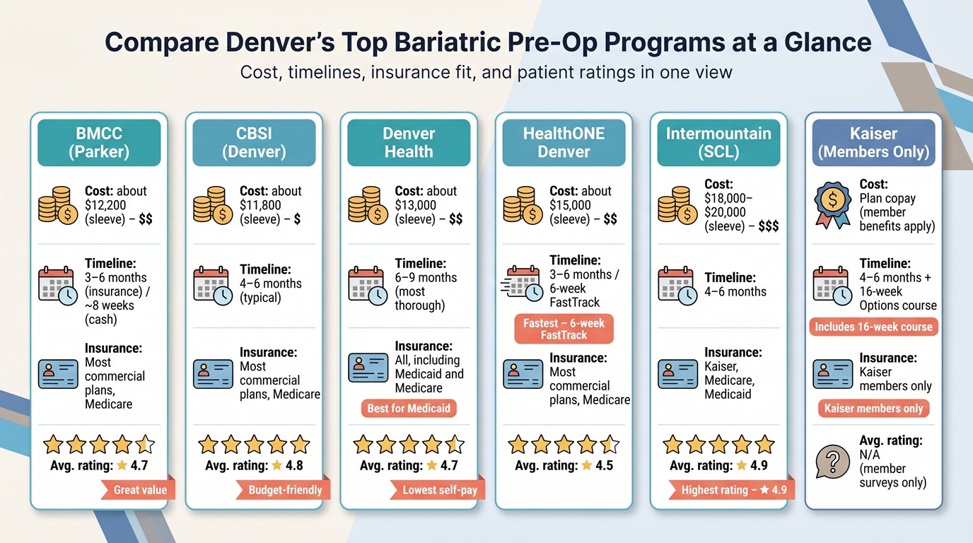 Best Bariatric Surgery Pre-Op Programs in the Denver Metro: 7 Options Compared
