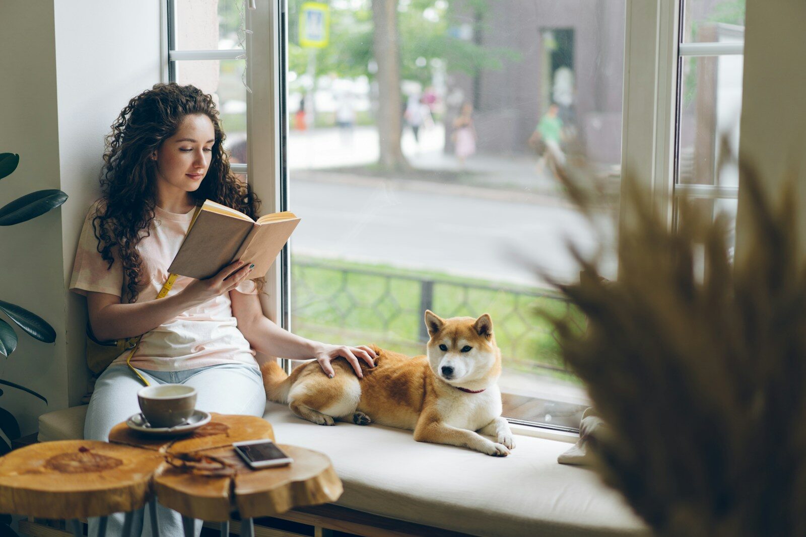 Why Holistic Detox Requires Healing Both Mind and Body a woman sitting on a window sill reading a book next to a dog